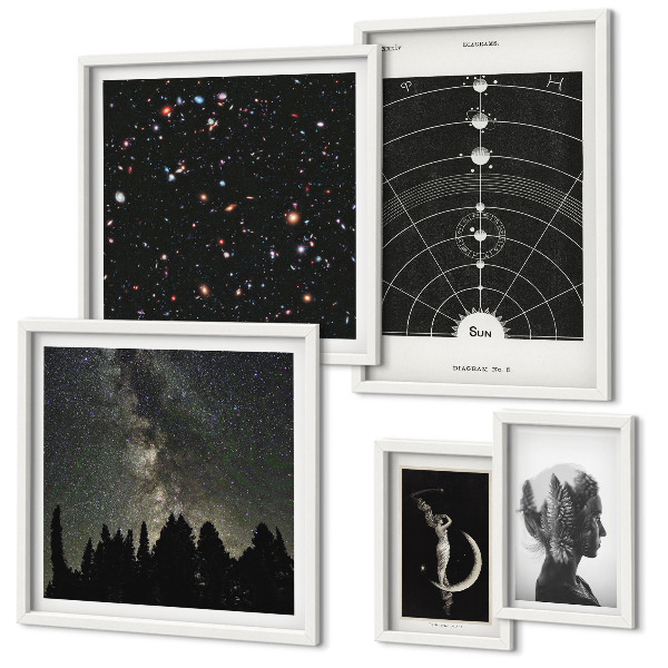 Ensemble de 5 tableaux Inspirations cosmiques de la galaxie