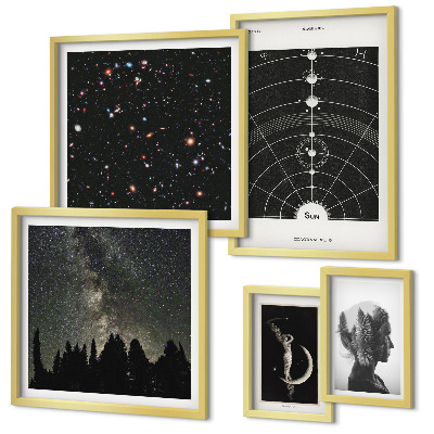 Ensemble de 5 tableaux Inspirations cosmiques de la galaxie