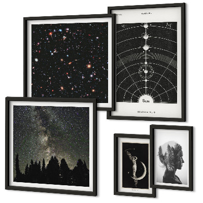 Ensemble de 5 tableaux Inspirations cosmiques de la galaxie