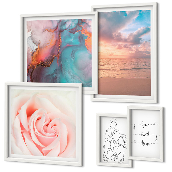Ensemble de 5 tableaux Paysages marins romantiques