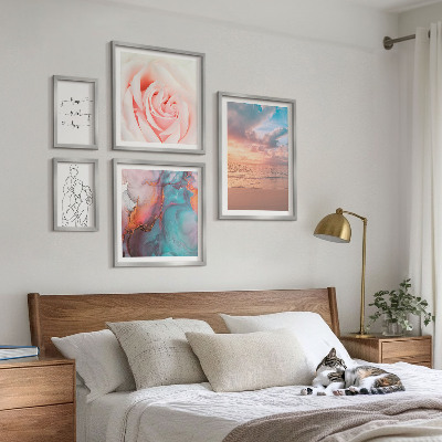 Ensemble de 5 tableaux Paysages marins romantiques