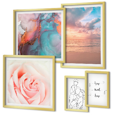 Ensemble de 5 tableaux Paysages marins romantiques