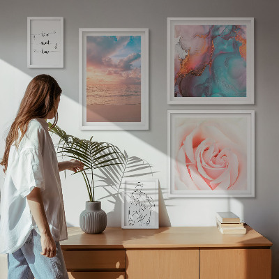 Ensemble de 5 tableaux Paysages marins romantiques
