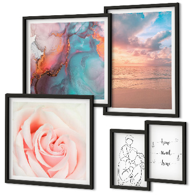 Ensemble de 5 tableaux Paysages marins romantiques