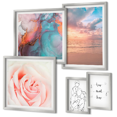 Ensemble de 5 tableaux Paysages marins romantiques