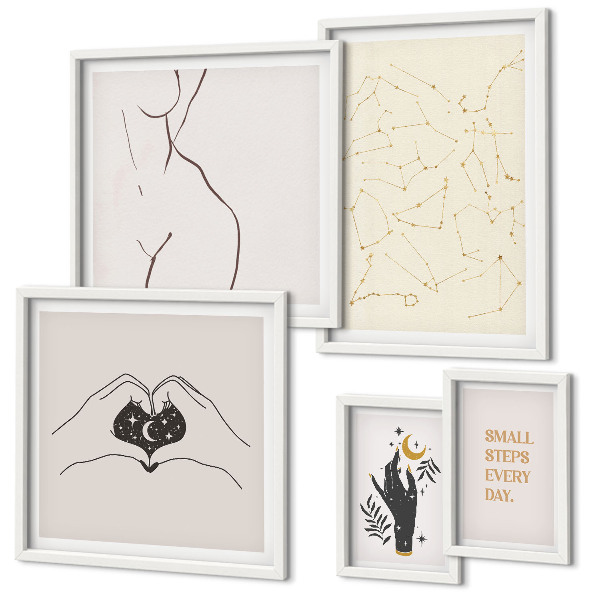 Lot de tableaux encadrés Motifs spatiaux minimalistes