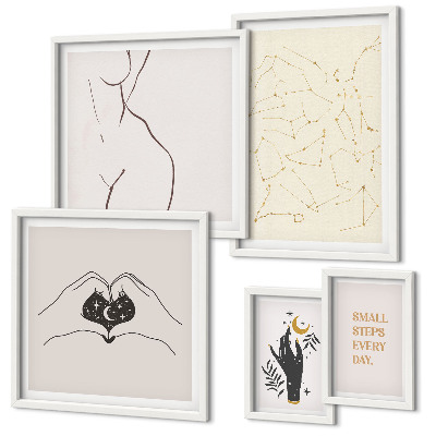 Lot de tableaux encadrés Motifs spatiaux minimalistes