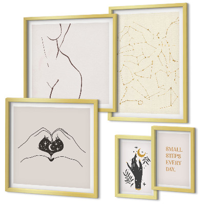 Lot de tableaux encadrés Motifs spatiaux minimalistes