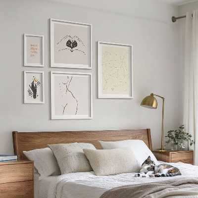 Lot de tableaux encadrés Motifs spatiaux minimalistes