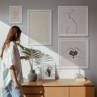 Lot de tableaux encadrés Motifs spatiaux minimalistes