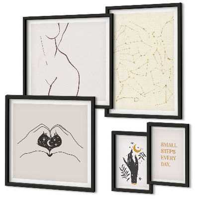 Lot de tableaux encadrés Motifs spatiaux minimalistes