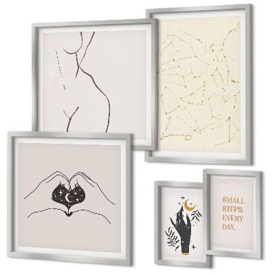 Lot de tableaux encadrés Motifs spatiaux minimalistes