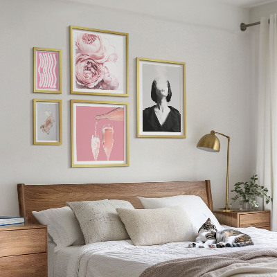 Ensemble de 5 tableaux Femme au vin frais fume