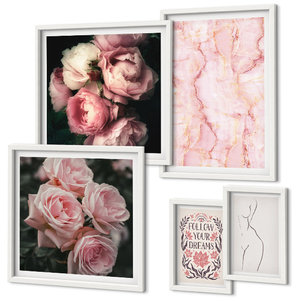 Tableau de décoration murale Fleurs roses style bohème