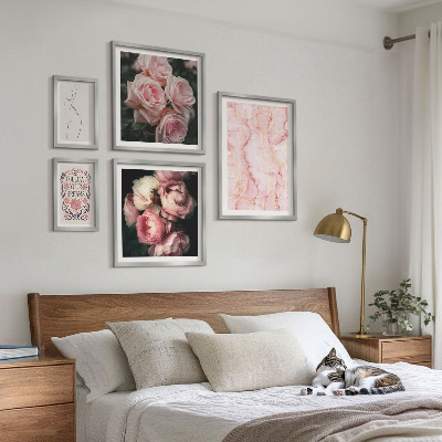 Tableau de décoration murale Fleurs roses style bohème