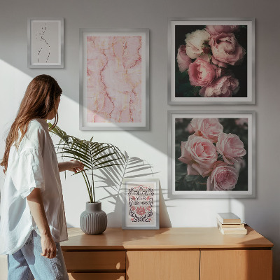 Tableau de décoration murale Fleurs roses style bohème