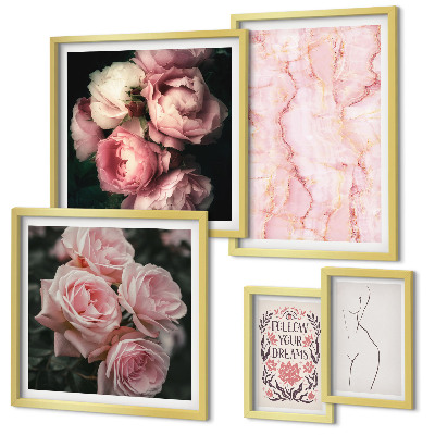 Tableau de décoration murale Fleurs roses style bohème