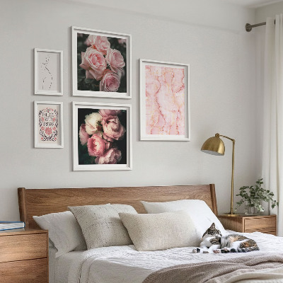 Tableau de décoration murale Fleurs roses style bohème