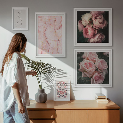 Tableau de décoration murale Fleurs roses style bohème