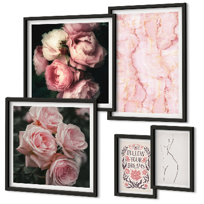 Tableau de décoration murale Fleurs roses style bohème