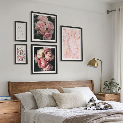 Tableau de décoration murale Fleurs roses style bohème
