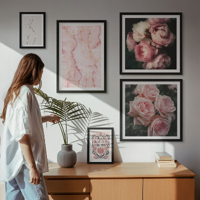 Tableau de décoration murale Fleurs roses style bohème