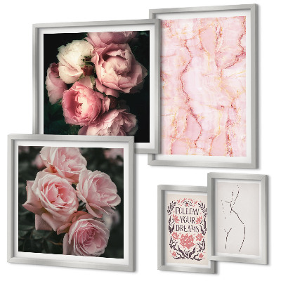 Tableau de décoration murale Fleurs roses style bohème