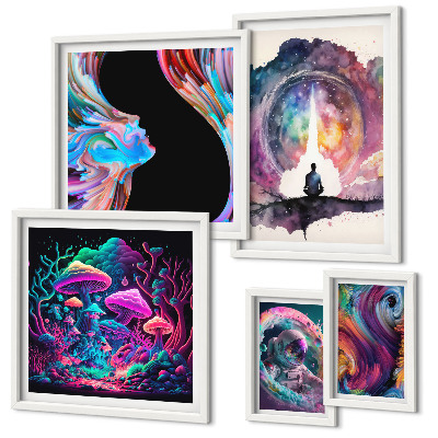 Lot de tableaux encadrés Inspirations cosmiques surréalisme