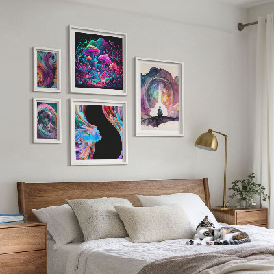 Lot de tableaux encadrés Inspirations cosmiques surréalisme