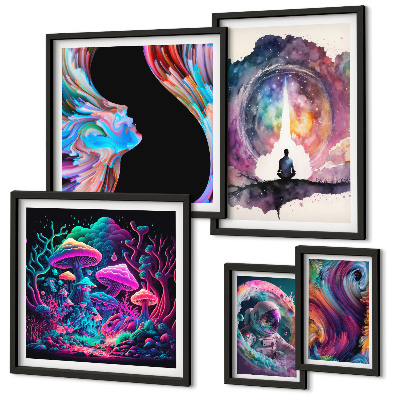 Lot de tableaux encadrés Inspirations cosmiques surréalisme