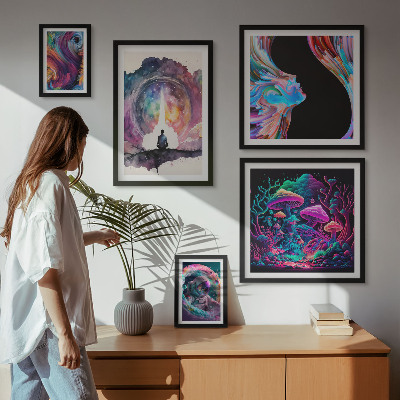 Lot de tableaux encadrés Inspirations cosmiques surréalisme