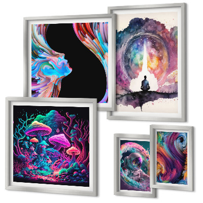 Lot de tableaux encadrés Inspirations cosmiques surréalisme