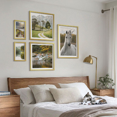 Ensemble de 5 tableaux Paysages Paysages Cheval
