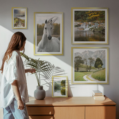 Ensemble de 5 tableaux Paysages Paysages Cheval