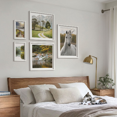 Ensemble de 5 tableaux Paysages Paysages Cheval