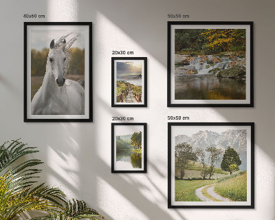 Ensemble de 5 tableaux Paysages Paysages Cheval