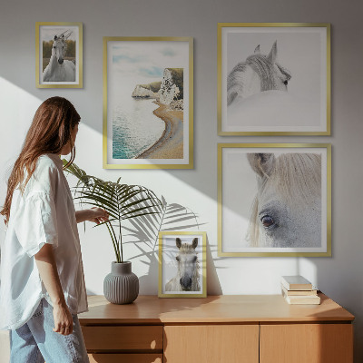 Lot de tableaux encadrés Chevaux plage nature minimalisme