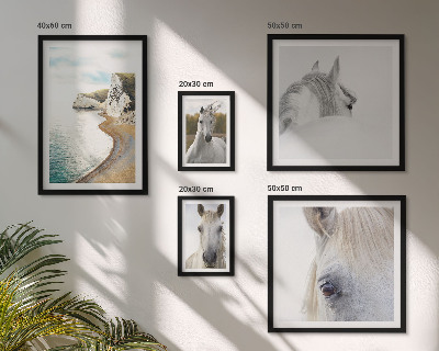Lot de tableaux encadrés Chevaux plage nature minimalisme