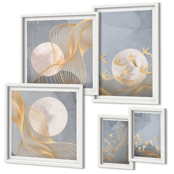 Ensemble de 5 tableaux Harmonie de la nature et délicatesse