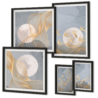 Ensemble de 5 tableaux Harmonie de la nature et délicatesse