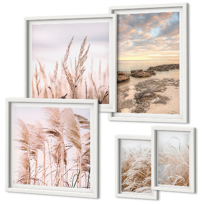 Lot de tableaux encadrés Paysages marins, soleil
