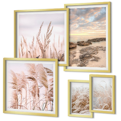 Lot de tableaux encadrés Paysages marins, soleil