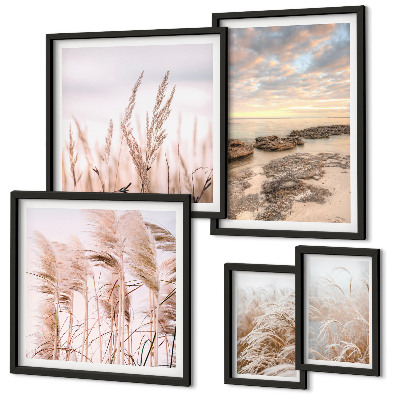 Lot de tableaux encadrés Paysages marins, soleil