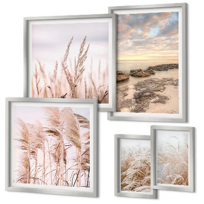 Lot de tableaux encadrés Paysages marins, soleil