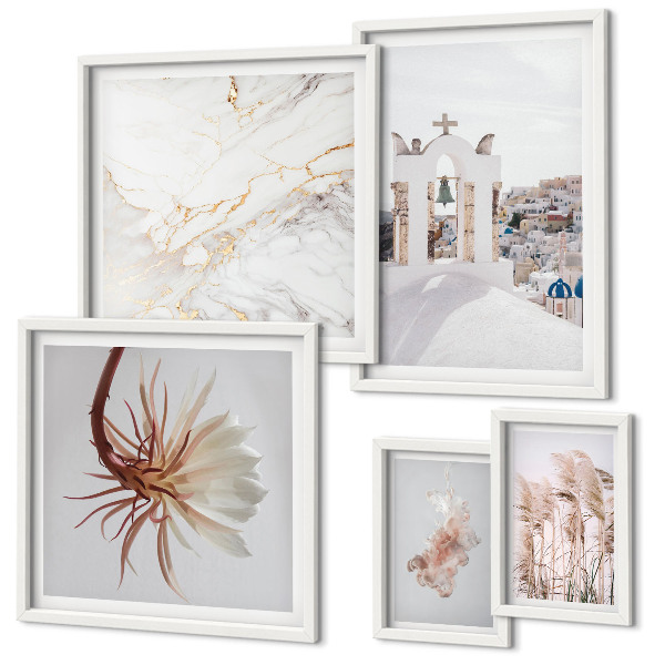 Ensemble de 5 tableaux Architecture et nature aux vues élégantes