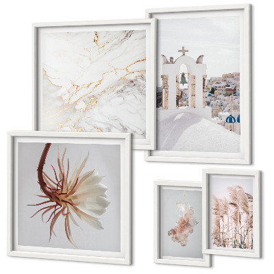 Ensemble de 5 tableaux Architecture et nature aux vues élégantes