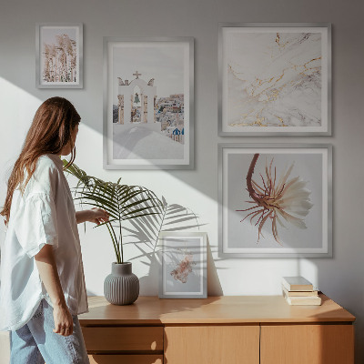 Ensemble de 5 tableaux Architecture et nature aux vues élégantes
