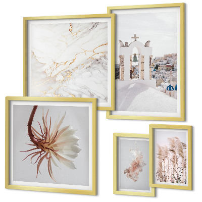 Ensemble de 5 tableaux Architecture et nature aux vues élégantes