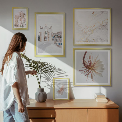 Ensemble de 5 tableaux Architecture et nature aux vues élégantes