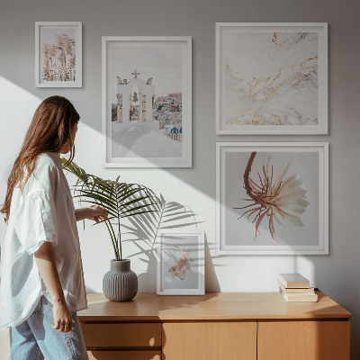 Ensemble de 5 tableaux Architecture et nature aux vues élégantes